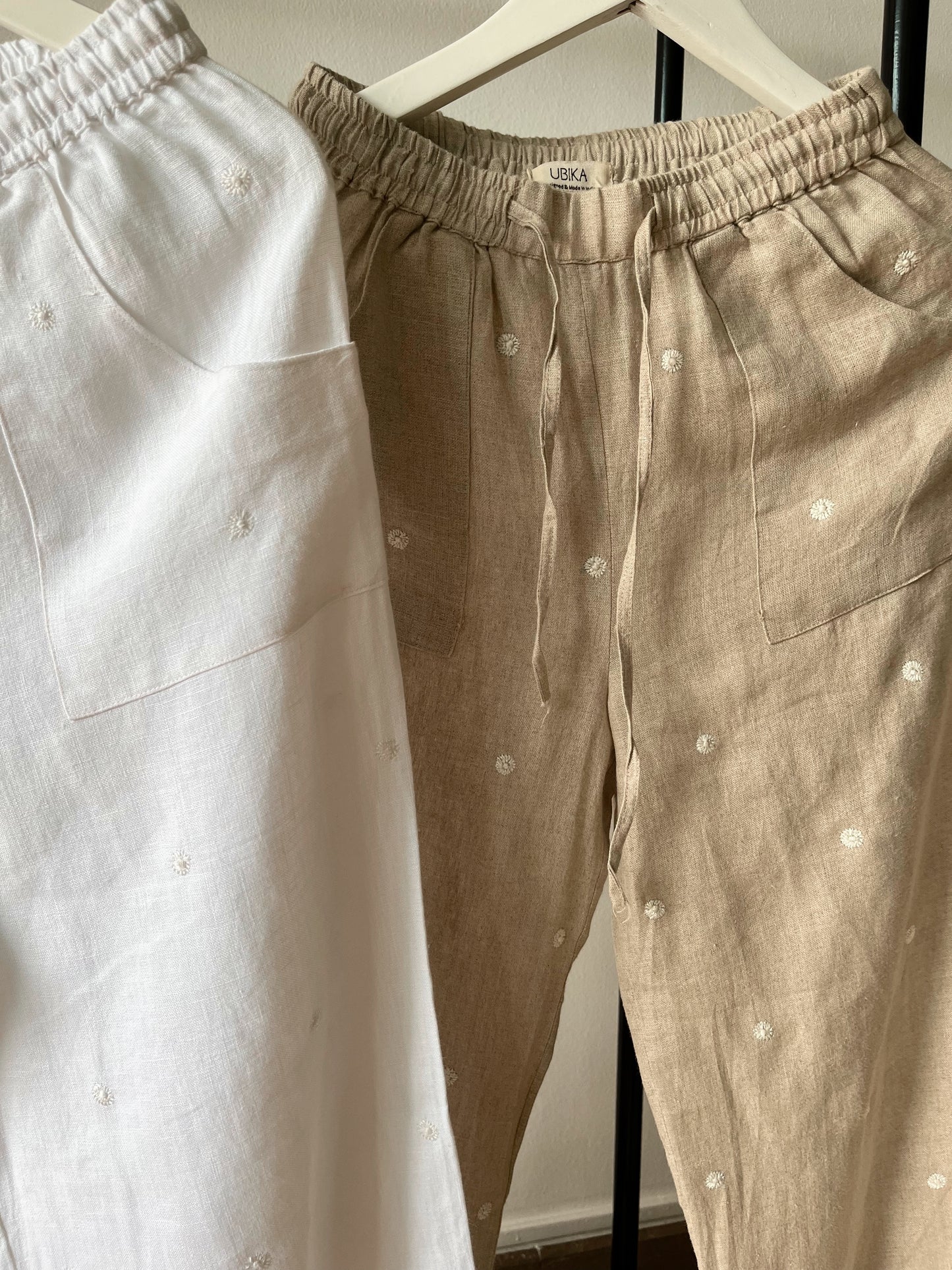 LILA Linen Pants with light hand embroidery