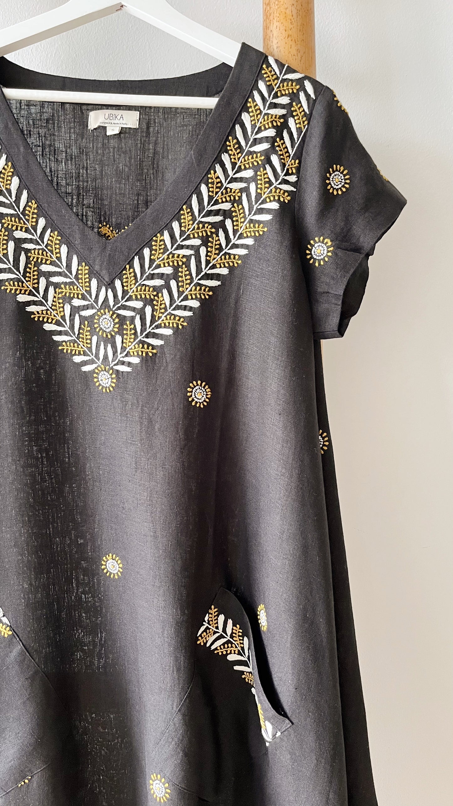 ATMAN Linen Dress with Hand Embroidery