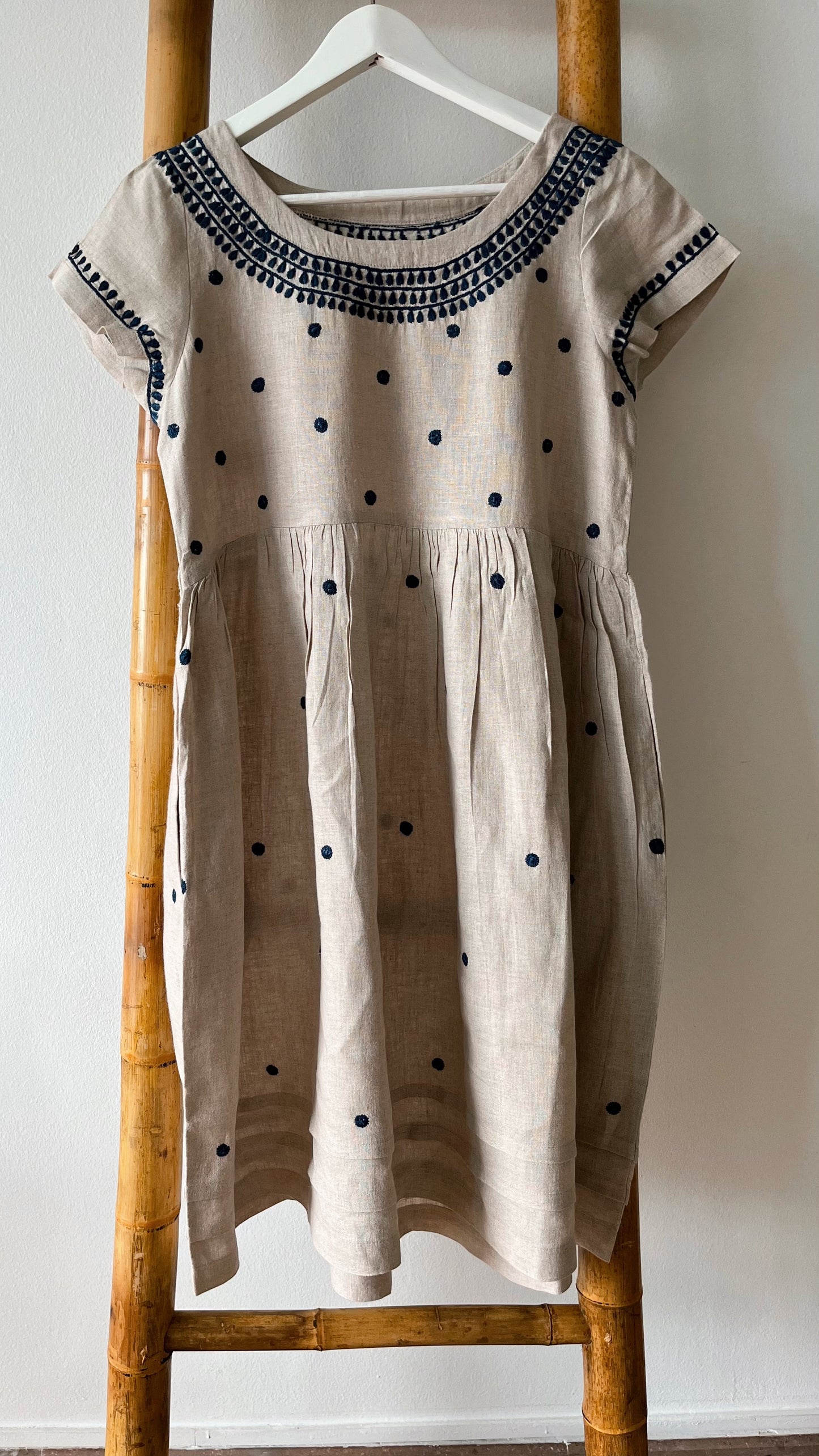 NADI Linen Dress with Hand Embroidery