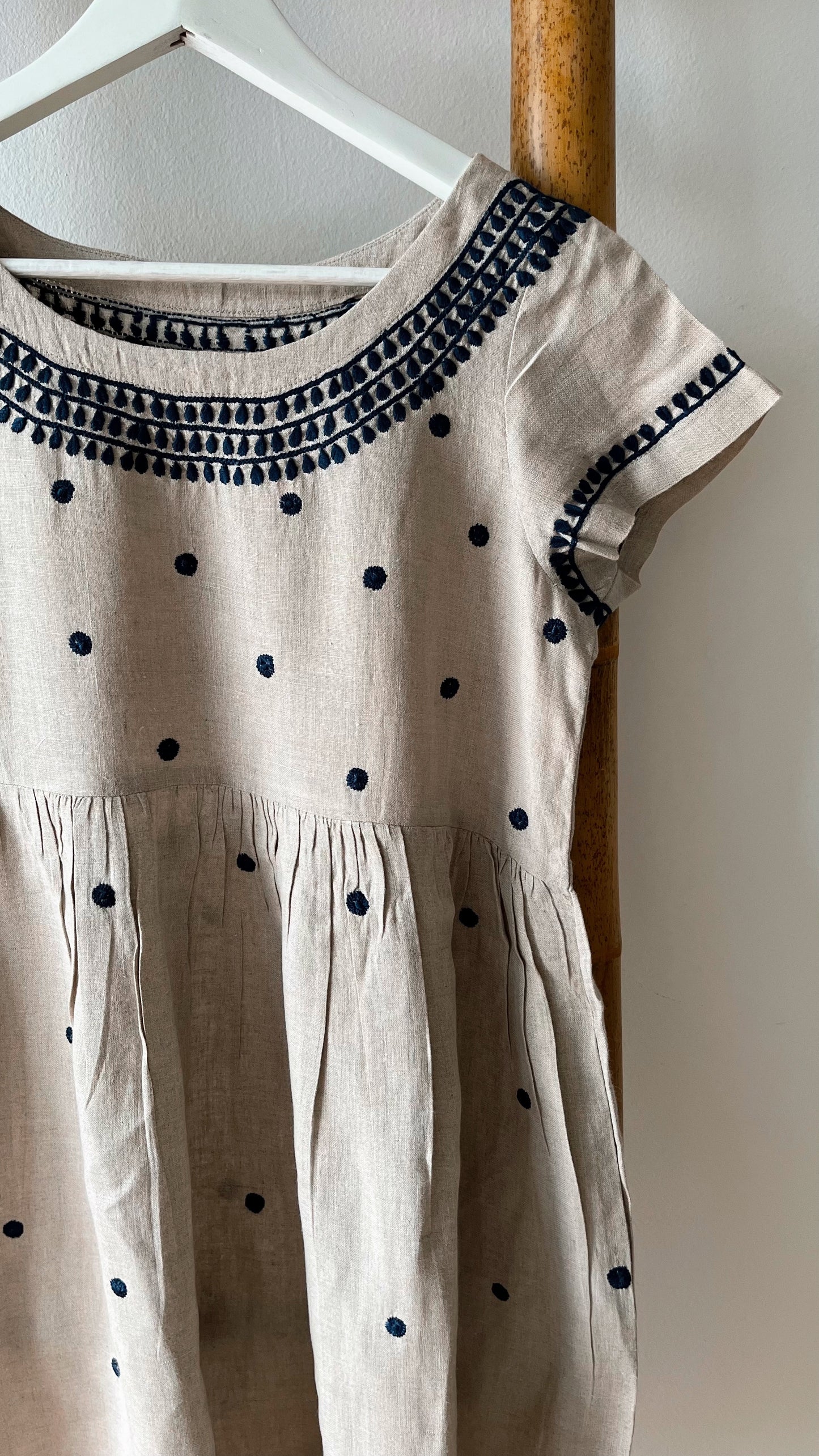 NADI Linen Dress with Hand Embroidery