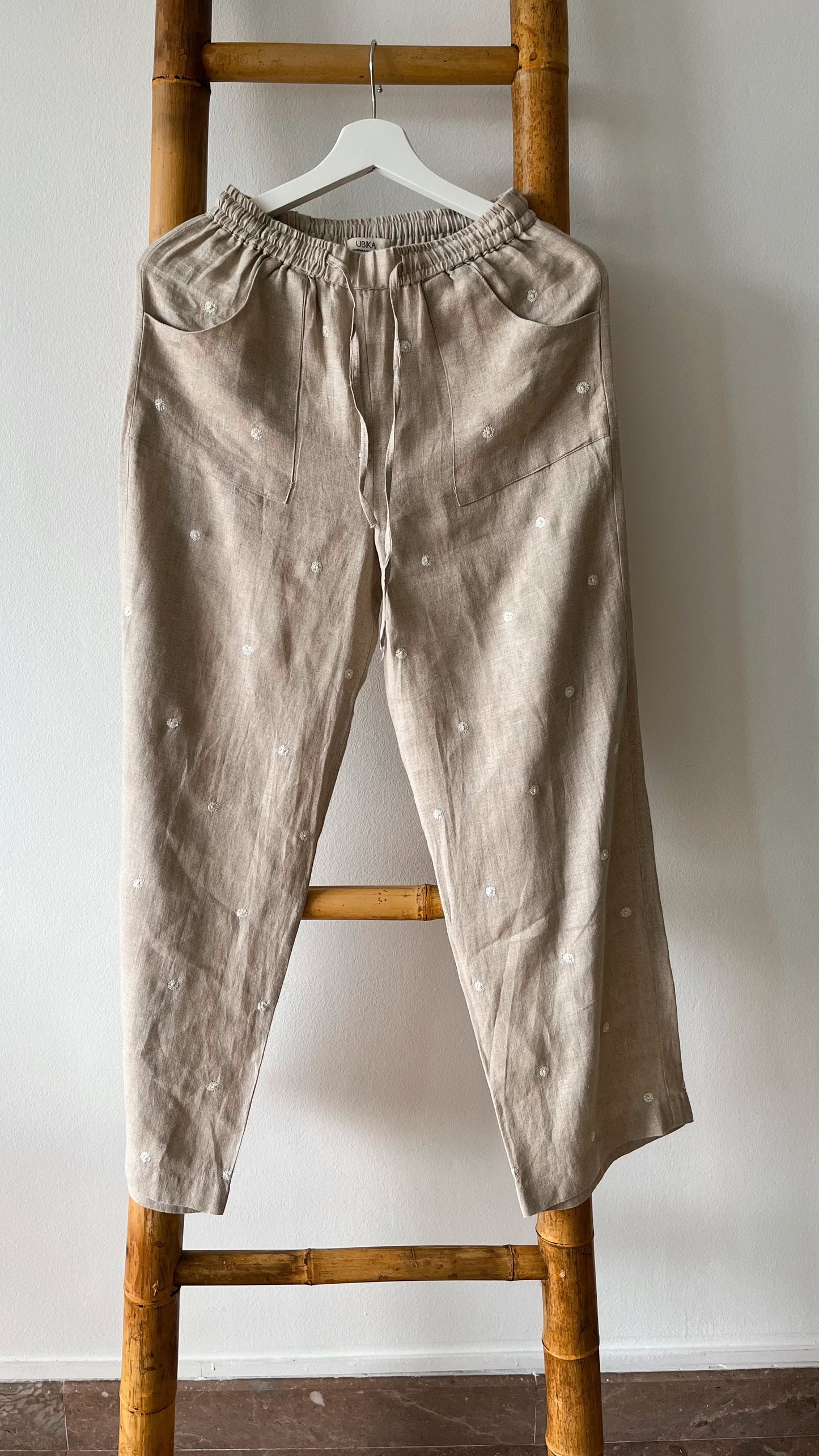 LILA Linen Pants with light hand embroidery