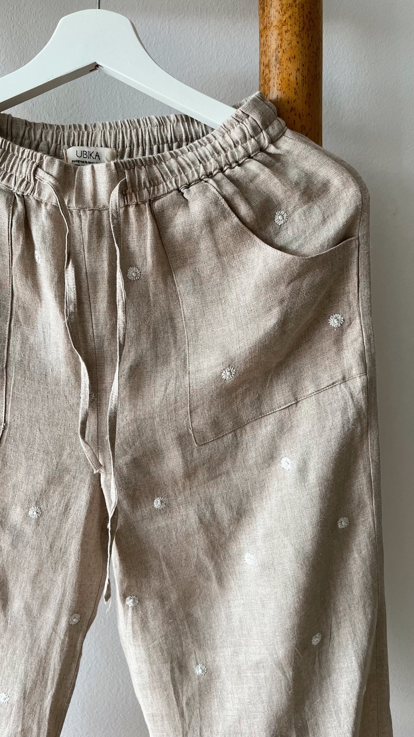 LILA Linen Pants with light hand embroidery