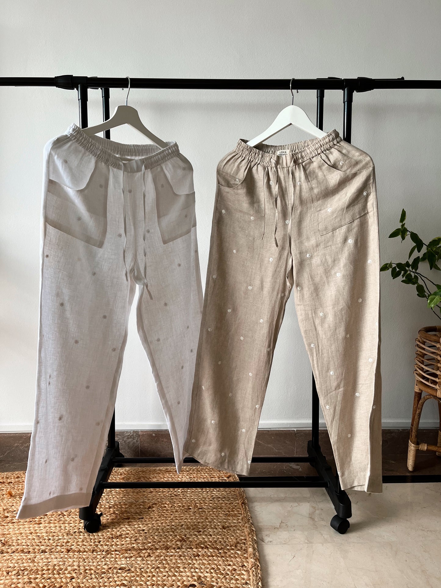 LILA Linen Pants with light hand embroidery